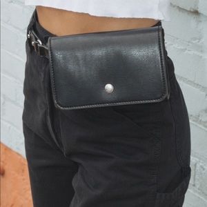 Black leather fanny pack
